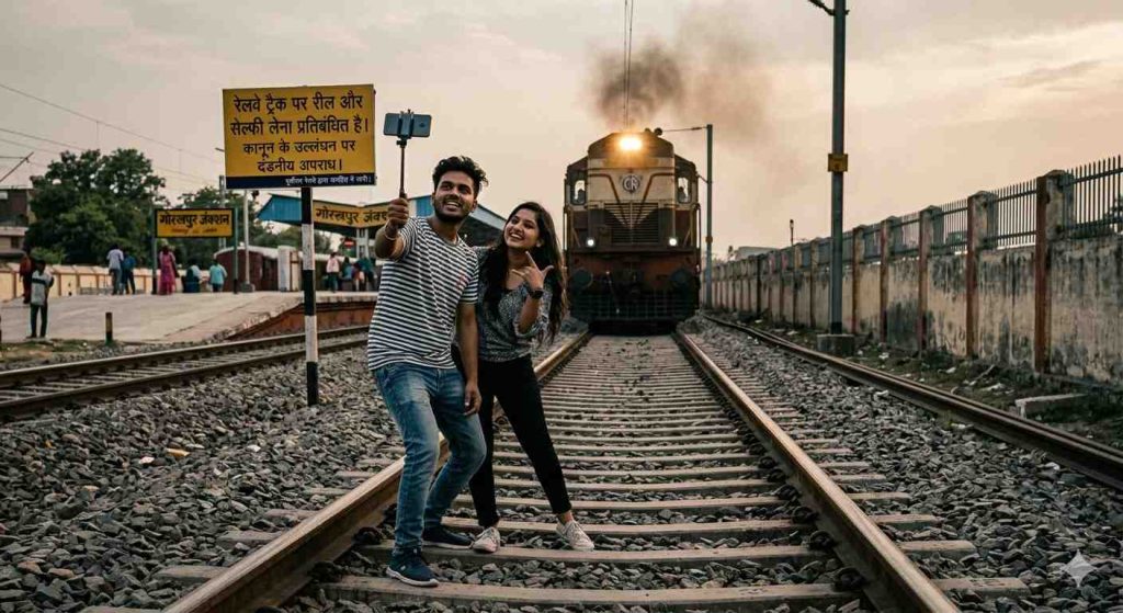 रेलवे ट्रैक पर रील और सेल्फी लेना पड़ सकता है भारी, पूर्वोत्तर रेलवे ने जारी की चेतावनी।