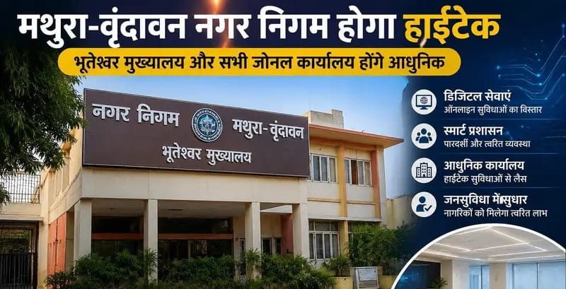 मथुरा-वृंदावन नगर निगम होगा हाईटेक, भूतेश्वर मुख्यालय व सभी जोनल कार्यालयों में लगेंगे अत्याधुनिक सीसीटीवी कैमरे।