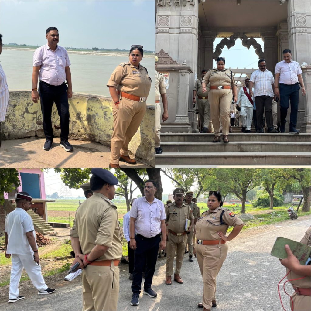 जिलाधिकारी व पुलिस अधीक्षक ने नरौर बार्डर व विन्ध्याचल पक्का घाट का किया निरीक्षण।