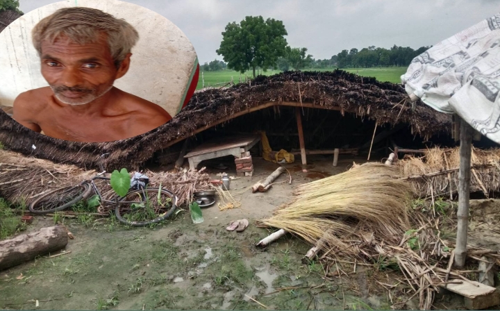 बारिश के कारण छप्पर गिरने से बुजुर्ग की मौत।