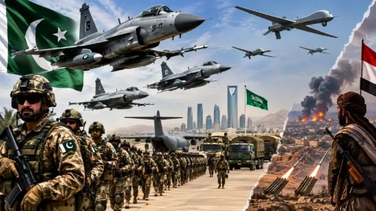 सऊदी अरब में पाकिस्तान ने तैनात किए 15 हजार सैनिक, लड़ाकू विमानों की मौजूदगी की भी चर्चा।
