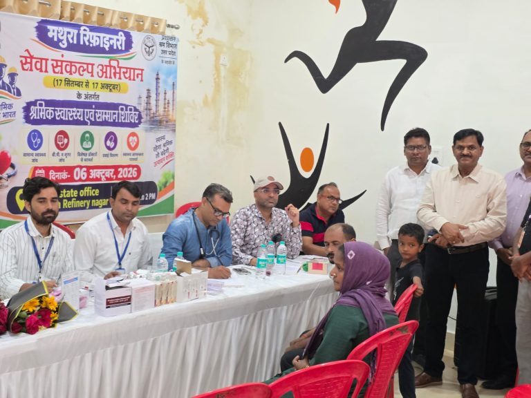 श्रमिक सम्मान स्वास्थ्य शिविर में 567 श्रमिकों का स्वास्थ्य परीक्षण।